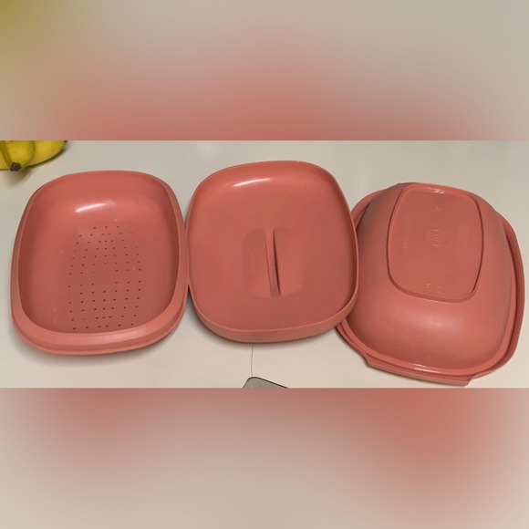 Vtg 3 Piece Tupperware 6 Cup Microwave Steamer Steam Cooker - Picture 11 of 16